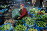 Bustling Market Of Kalimati Vegetable Market, Nepal