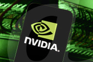 NVIDIA Logo Displayed On Smartphone With GeForce GPU Cooling Fan