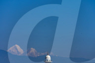 Dharahara Tower Amid The Himalayan Ranges, Kathmandu, Nepal