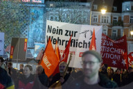 Protest Against Compulsory Military Recruitment In Cologne