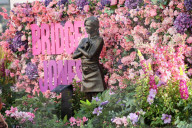 Renee Zellweger at unveiling of Bridget Jones statue in London