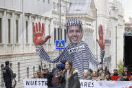 Victims Of The Valencia Floods Of October 2024 Have Gathered In Front Of The Congress Of Deputies In Madrid