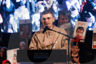 Former hostages address rally at Freed Square