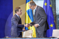 Unterzeichnung der deutsch-schwedischen Innovationspartnerschaft durch Friedrich Merz und Ulf Kristersson