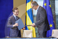 Unterzeichnung der deutsch-schwedischen Innovationspartnerschaft durch Friedrich Merz und Ulf Kristersson