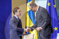 Unterzeichnung der deutsch-schwedischen Innovationspartnerschaft durch Friedrich Merz und Ulf Kristersson