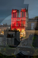 Notre Dame Lights Up In Red - Paris