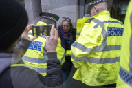 Demonstrators Are Arrested Outside The Ministry Of Justice For Holding Signs Reading ''I Oppose Genocide, I Support Palestine Action''