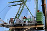 Construction Crews Assemble A Tower Crane In Brampton, Canada
