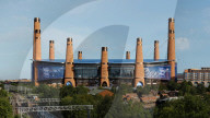 New football stadum with chimneys
