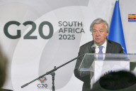 António Guterres auf einer Pressekonferenz zu Beginn des G20-Gipfels in Johannesburg
