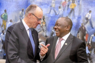 Gute Laune bei Friedrich. Merz und Südafrikas Präsident Cyril Ramaphosa beim G20-Gipfel
