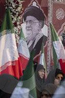 A Portrait Of Ayatollah Ali Khamenei At A Funeral For Unknown Iran-Iraq War Martyrs In Tehran 
