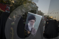 A Portrait Of Ayatollah Ali Khamenei At A Funeral For Unknown Iran-Iraq War Martyrs In Tehran 