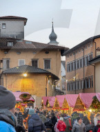 Christmas Markets And Festive Light Installations In The Alpine Italian City Of Trento 