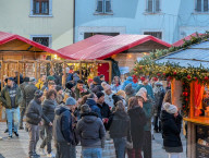 Christmas Markets And Festive Light Installations In The Alpine Italian City Of Trento 