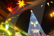 Largest Christmas Tree in Dortmund Lit Up