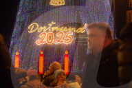 Largest Christmas Tree in Dortmund Lit Up