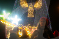 Largest Christmas Tree in Dortmund Lit Up