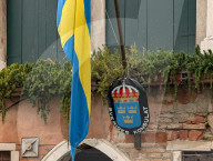 Swedish Consulate With Flag And Sign In Venice