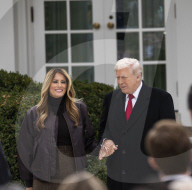 President Donald Trump Pardoning Gobble" And "Waddle,"the  Two Turkeys