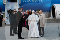 Pope Leo XIV Boards A Plane To Ankara At Rome's Fiumicino International Airport