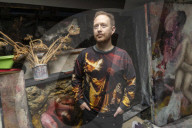 The artist Tom de Freston, in his studio in Oxford
