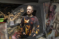 The artist Tom de Freston, in his studio in Oxford