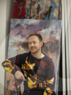 The artist Tom de Freston, in his studio in Oxford