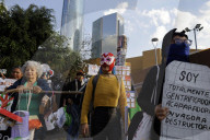 Residents Of The Xoco Neighborhood In Coyoacan, Mexico City, Protest Outside The Mitikah Tower Over Water Shortages And Gentrification