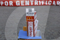 Residents Of The Xoco Neighborhood In Coyoacan, Mexico City, Protest Outside The Mitikah Tower Over Water Shortages And Gentrification