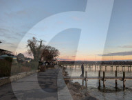 Sunset Over Lake Starnberg, Munich Metropolitan Area With Alps In Background