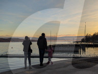Sunset Over Lake Starnberg, Munich Metropolitan Area With Alps In Background