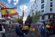 Revuelta Supporters Protest Outside PSOE Headquarters In Madrid
