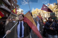 Revuelta Supporters Protest Outside PSOE Headquarters In Madrid