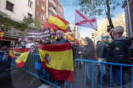 Revuelta Supporters Protest Outside PSOE Headquarters In Madrid