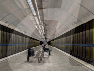 Passengers Waiting At Fuerstenried West U-Bahn Station In Munich