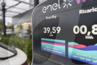 Close-up Of Tesla Model 3 Mennekes Charging Plug In Bari