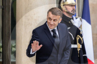 President Macron Welcomes President Zelensky And His Wife Zelenska In Paris.