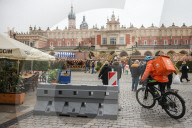 Anti Terrorist Security Barrier At Christmas Market In Poland