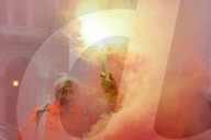 Docworkers protest in front of the Ministry of Transport - Rome