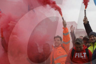 Docworkers protest in front of the Ministry of Transport - Rome