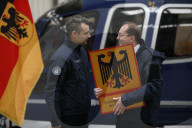 Bundesinnenminister ALEXANDER DOBRINDT bei der Indienststellung der Drohnenabwehreinheit in Ahrensfelde