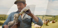 Hugh Jackman feeling sheepish in new movie