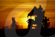 Tourists Enjoy a Camel Safari - India