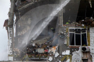 Russian Drone Hits Apartment Block In Kyiv - Ukraine