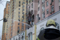 Russian Drone Hits Apartment Block In Kyiv - Ukraine