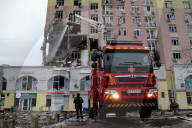 Russian Drone Hits Apartment Block In Kyiv - Ukraine