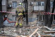 Consequences of Russian drone attack in Kyiv - Ukraine