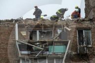 Consequences of Russian drone attack in Kyiv - Ukraine